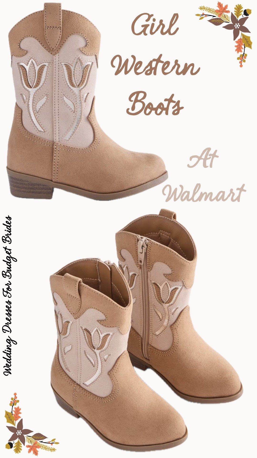 Super cute girl tulip western boots at Walmart. 

Flower girl, rustic wedding, mountain wedding, western wedding, barn wedding.

#LTKWedding #LTKKids #LTKSeasonal