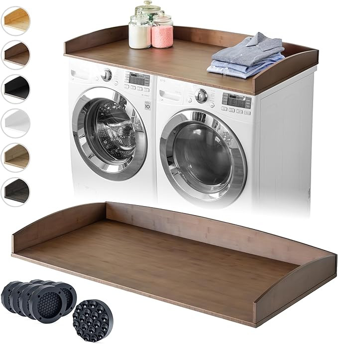 Nedura Washer Dryer Countertop with Anti-Vibration Pads, Curved Edge Rails, Premium Bamboo Laundr... | Amazon (US)