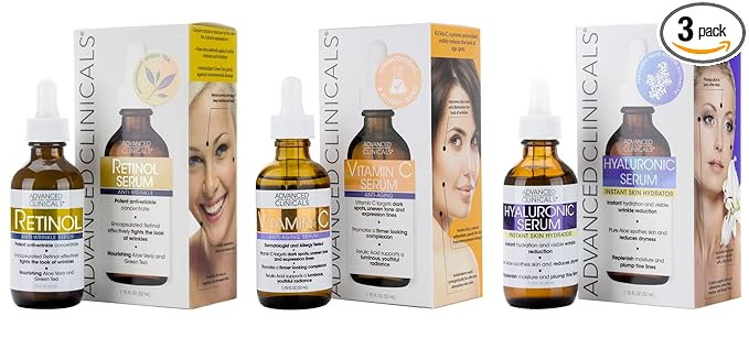 Advanced Clinicals Retinol Serum For Face + Hyaluronic Acid Moisturizer + Vitamin C Serum 3PC Ski... | Amazon (US)