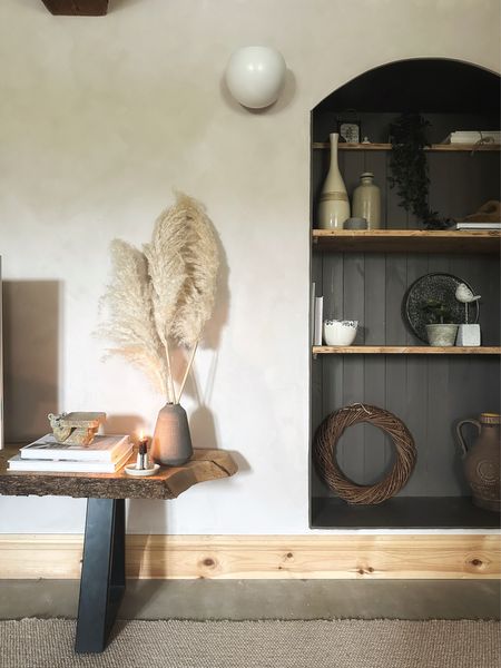 One of my favourite views in the house - these alcove shelves are reclaimed wooden floorboards, and all the accessories chosen for that earthy, Wabi-Sabi Interior 

#LTKstyletip #LTKU #LTKhome