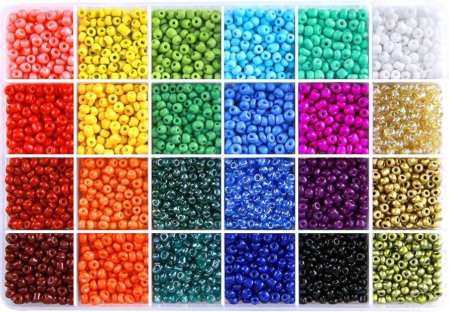 Glass Seed Beads for Bracelet Making Kit, 24 Colors 6/0 4mm Small Pony Beads Multicolor Beading B... | Amazon (US)