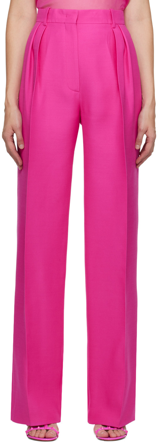Valentino Pink Pleat Trousers | SSENSE