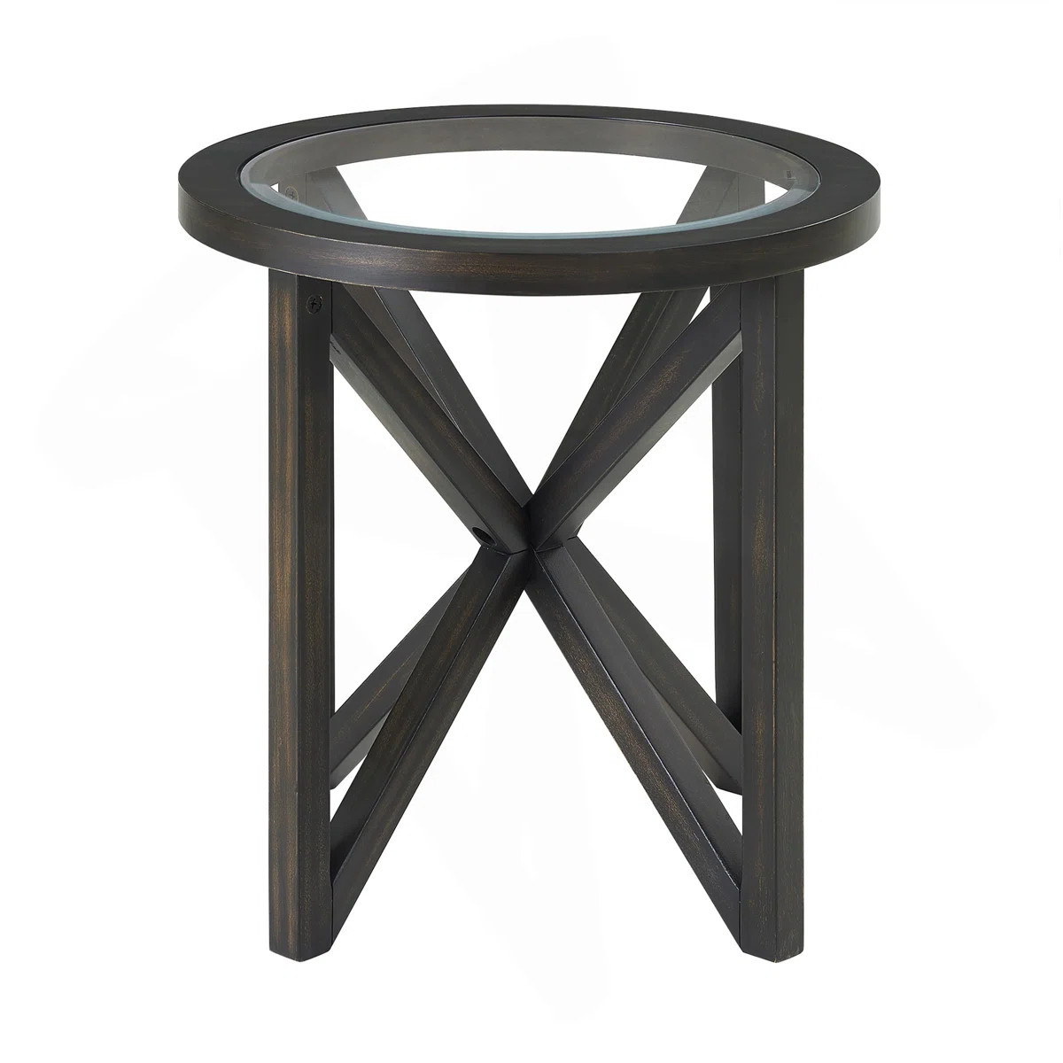 Modern Simple Glass Coffee Table, Tempered Glass Coffee Table Solid Wood Base Round Transparent G... | Wayfair North America