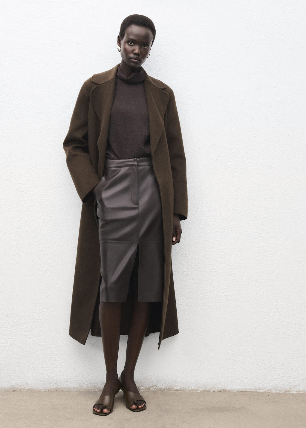 Handmade wool coat with belt khaki - Woman - 3XL - MANGO | Mango (US/MX/AU)