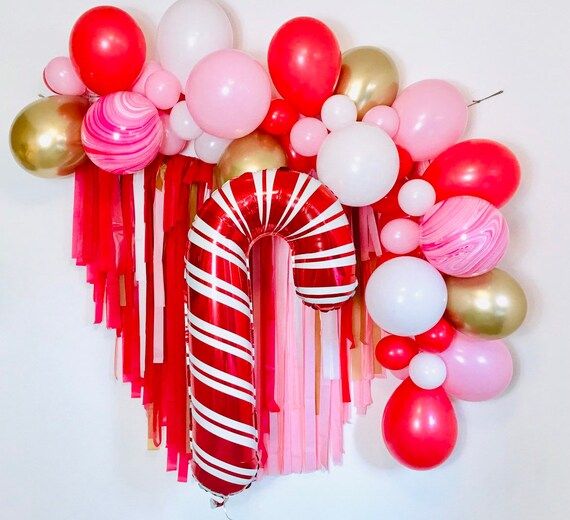 Holiday Balloon Garland Candy Cane Balloon Friendsmas | Etsy | Etsy (US)