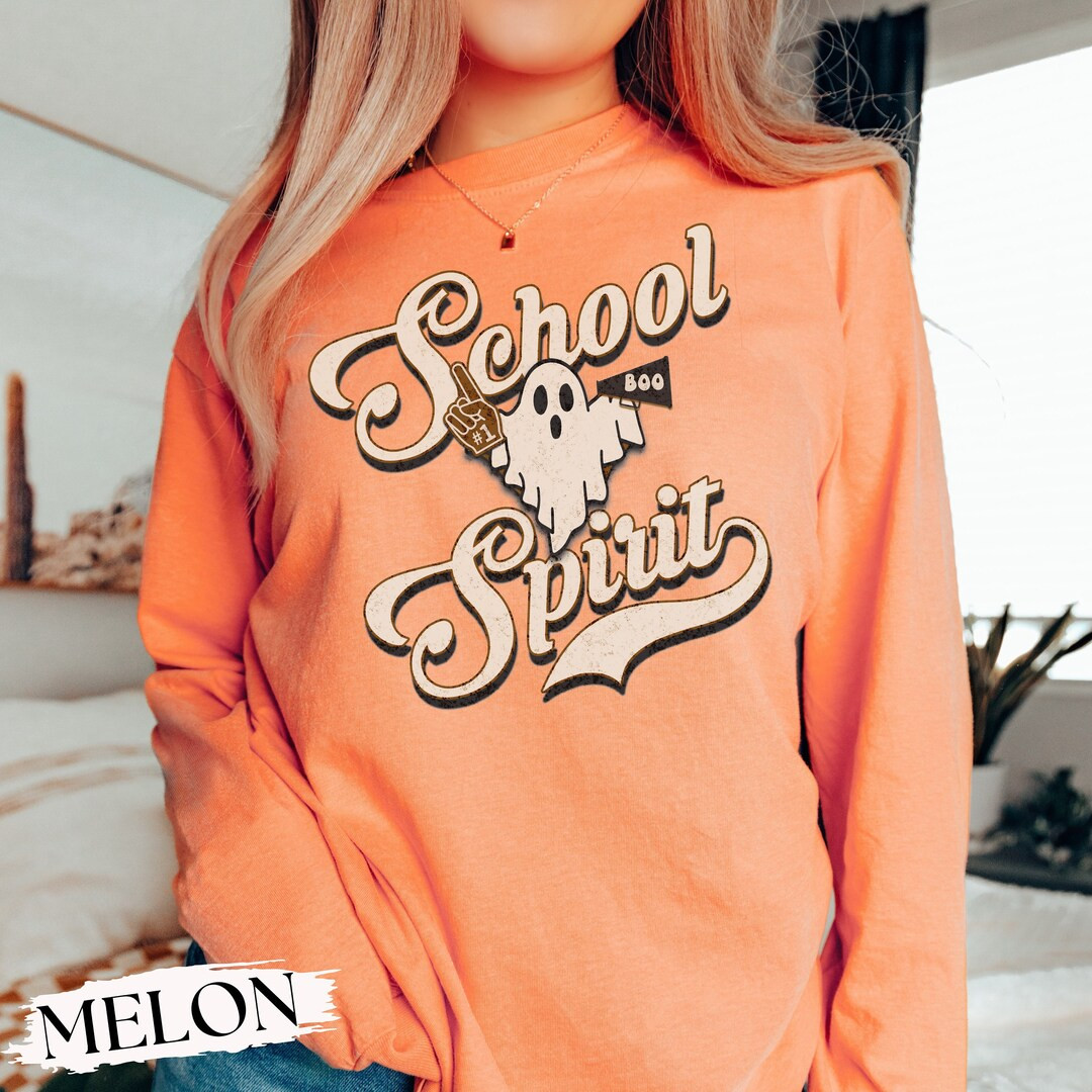 Retro Halloween Ghost Long Sleeve Shirt for Teacher, Comfort Colors School Spirit Ghost Tee for P... | Etsy (US)