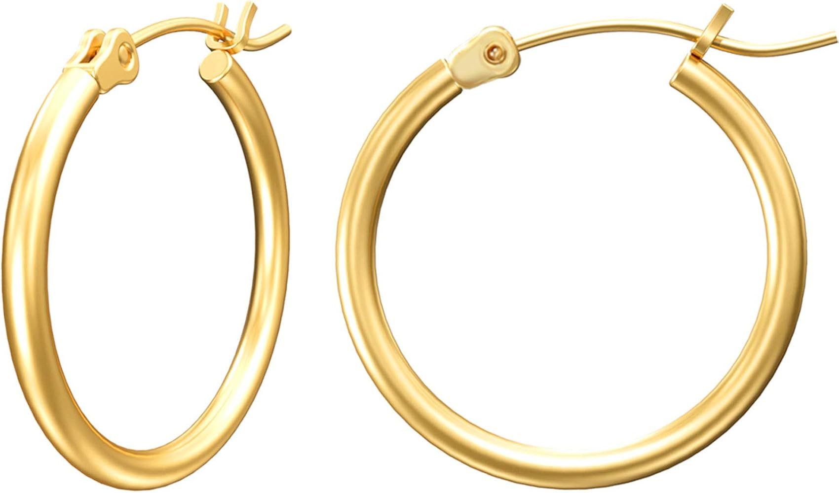 Gacimy Gold Hoop Earrings for Women, 14K Gold Plated Hoops with 925 Sterling Silver Post | Amazon (US)