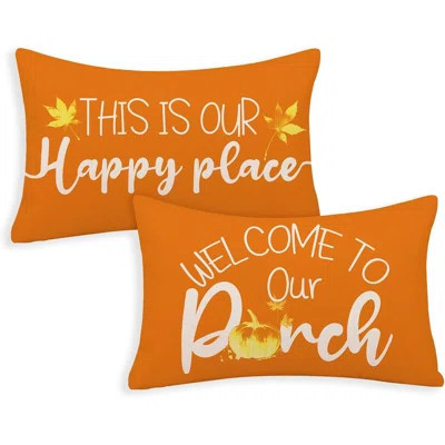 Fall Pillow Covers 12X20 Inch Set Of 2 This Is Our Happy Place Welcome To Our Porch Throw Pillow Covers Outdoor Autumn Harvest Lumbar Cushion Case Far | Wayfair North America