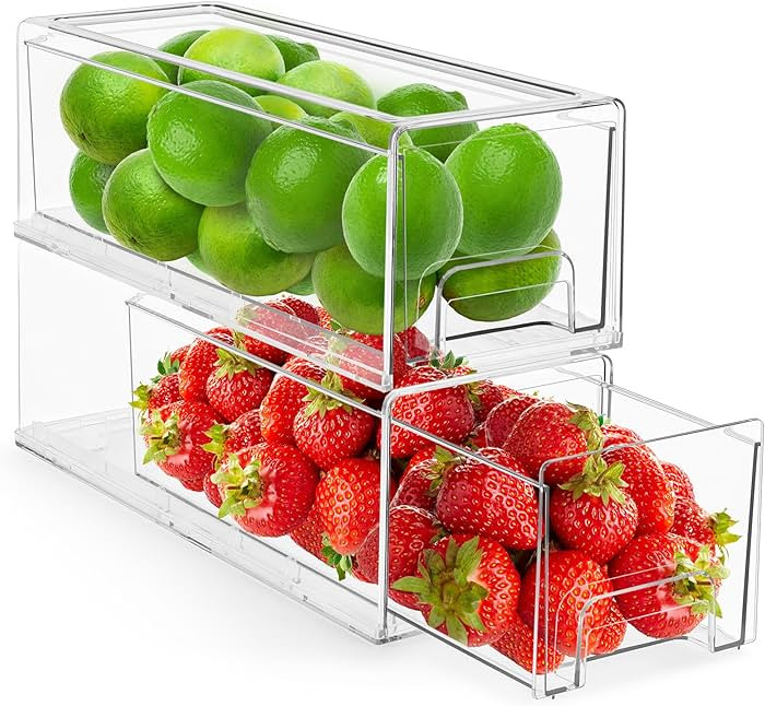 Sorbus Fridge Drawers, Clear Stackable Pull Out Refrigerator Organizer Bins - Food Storage Contai... | Amazon (US)