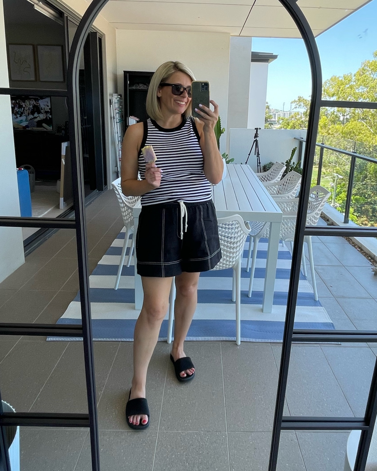 A striped tee and linen shorts in crisp black and white for an easy summer look. 

Tank: M
Shorts: 12 

#LTKstyletip #LTKaustralia #LTKsummer