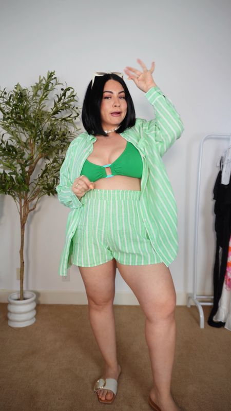 Wearing size large in the top and bottom in the green set 
Wearing size large in the green bikini bottoms 
Size xl in the green Bikini  top
Size xxl in the orange top
Size xl in the orange bottoms 
Size xl in the white top
Size large in the white bottoms 

#LTKswim #LTKtravel #LTKsalealert