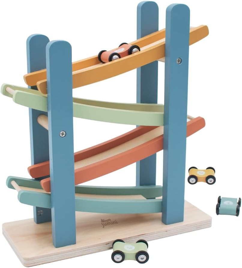 Jumini Retro Scandi Ramp Racer Click Clack Track with 4 Wooden Cars – UK Design, Non-Toxic pain... | Amazon (UK)