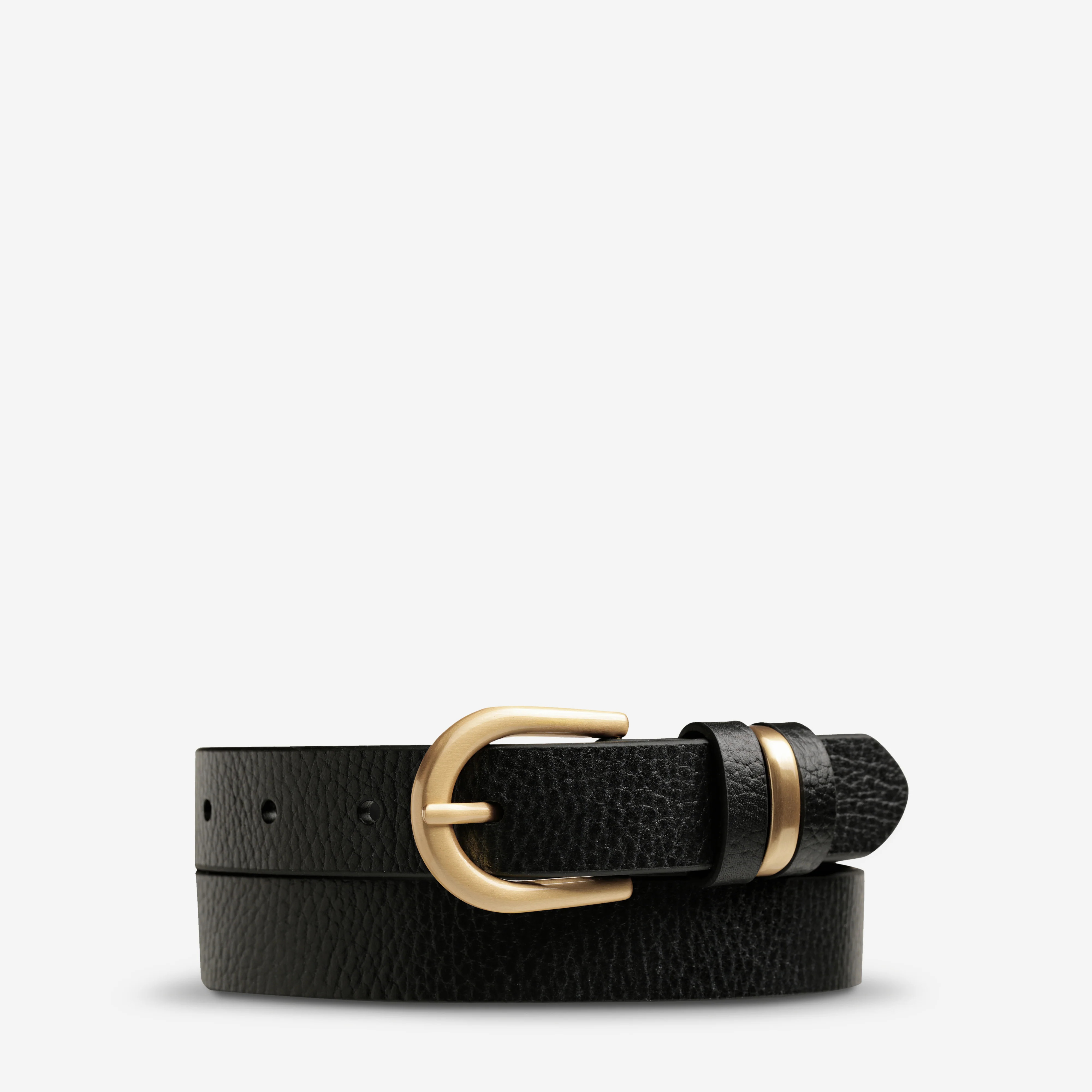 Over and Over Women's Black/Gold Leather Belt | Status Anxiety® | Status Anxiety 