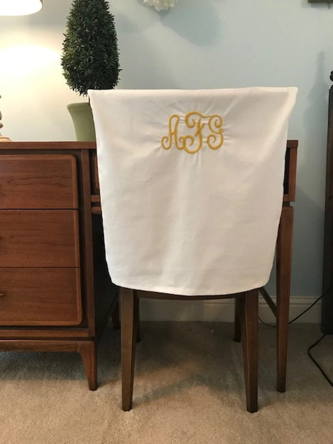 Monogrammed Dorm Chair Back Cover WITHOUT Bow/personalized Chair Cover / Office Chair / Dining Ch... | Etsy (US)