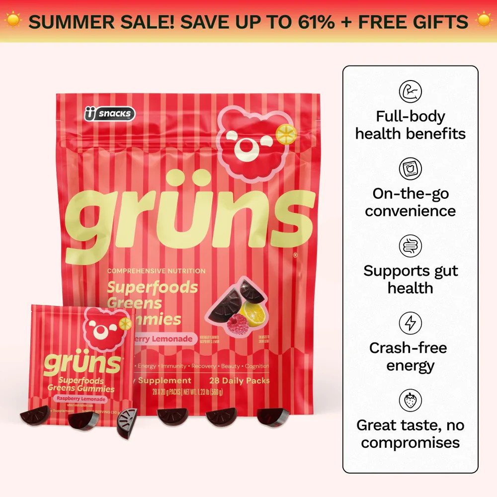 Grüns Raspberry Lemonade | Daily Nutrition Support | Gruns