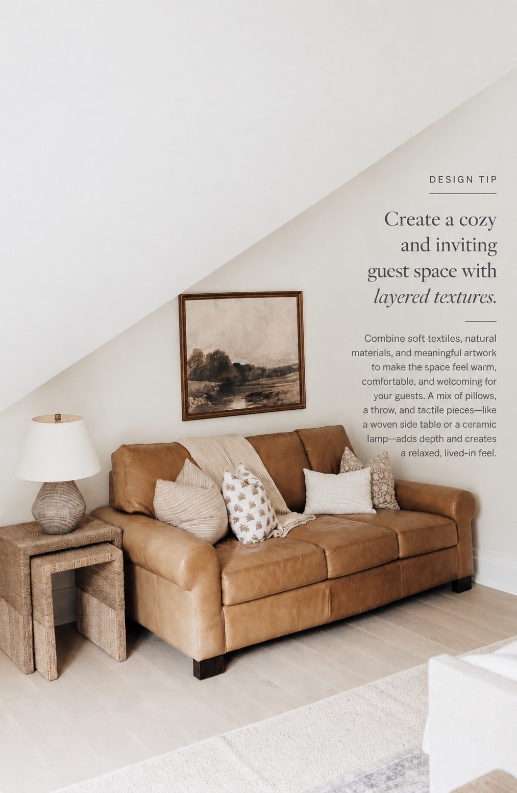 Create a guest space that feels warm, comfortable, and thoughtfully layered 🤎 Soft textiles, natural textures, warm leather, and meaningful artwork come together to make this cozy corner feel inviting and beautifully lived-in.

#GuestRoom #GuestRoomDecor #CozyInteriors #HomeDecor #InteriorStyling

#LTKHome #LTKvlog