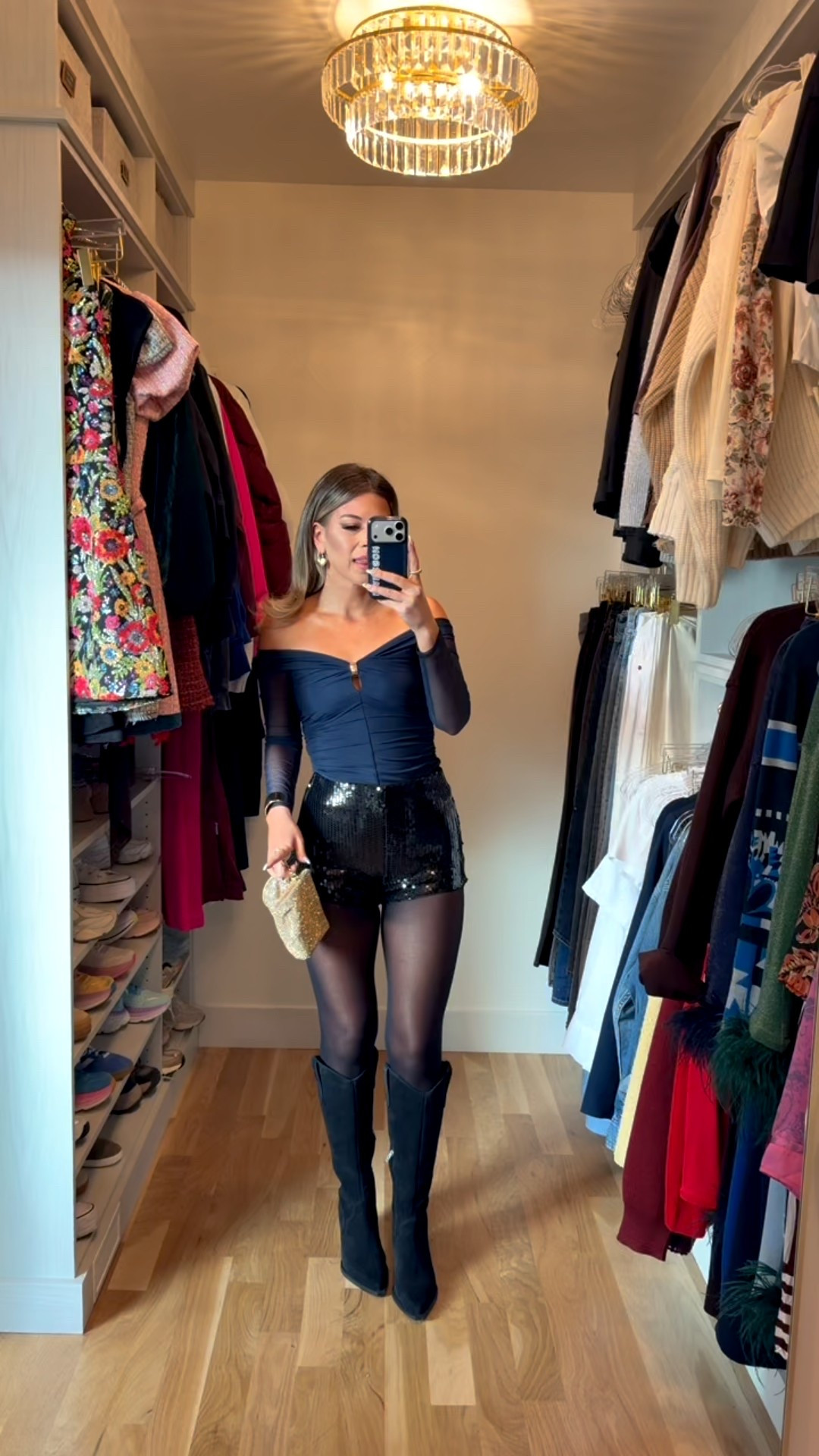 Abercrombie black sequin shorts styled with navy long sleeve top and boots

Wearing smallss

Holiday outfits
Sequin shorts
Long sleeve tops
Date night
New years
Black boots
Winter event
Holiday party 

#LTKHoliday #LTKSeasonal #LTKFindsUnder100