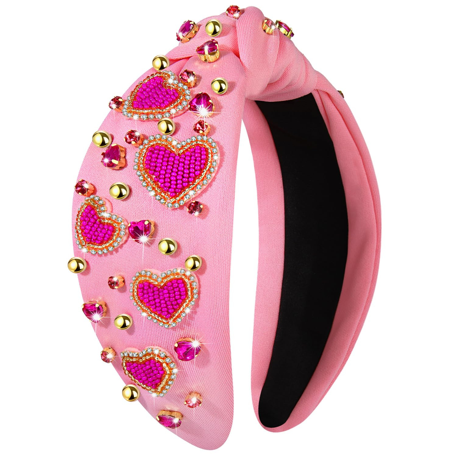 NVENF Valentine’s Day Headband for Women Love Heart Headband Jeweled Crystal Rhinestone Knotted... | Amazon (US)