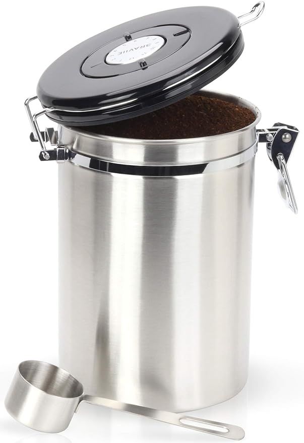 Coffee Canister - Gorgeous Stainless Steel Storage Container with Scoop - Keeps Your Coffee Airti... | Amazon (US)