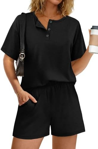 WIHOLL 2 Piece Sets for Women Lounge Sets Summer Outfits Button Down Short Sleeve Tops and Shorts... | Amazon (US)