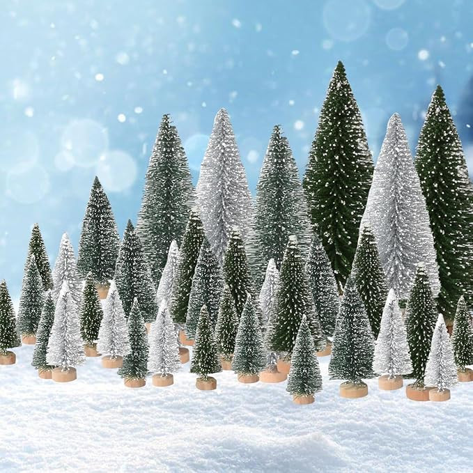 Christmas Decorations Indoor Table Decor, 36PCS Bottle Brush Christmas Trees for Christmas Villag... | Amazon (US)