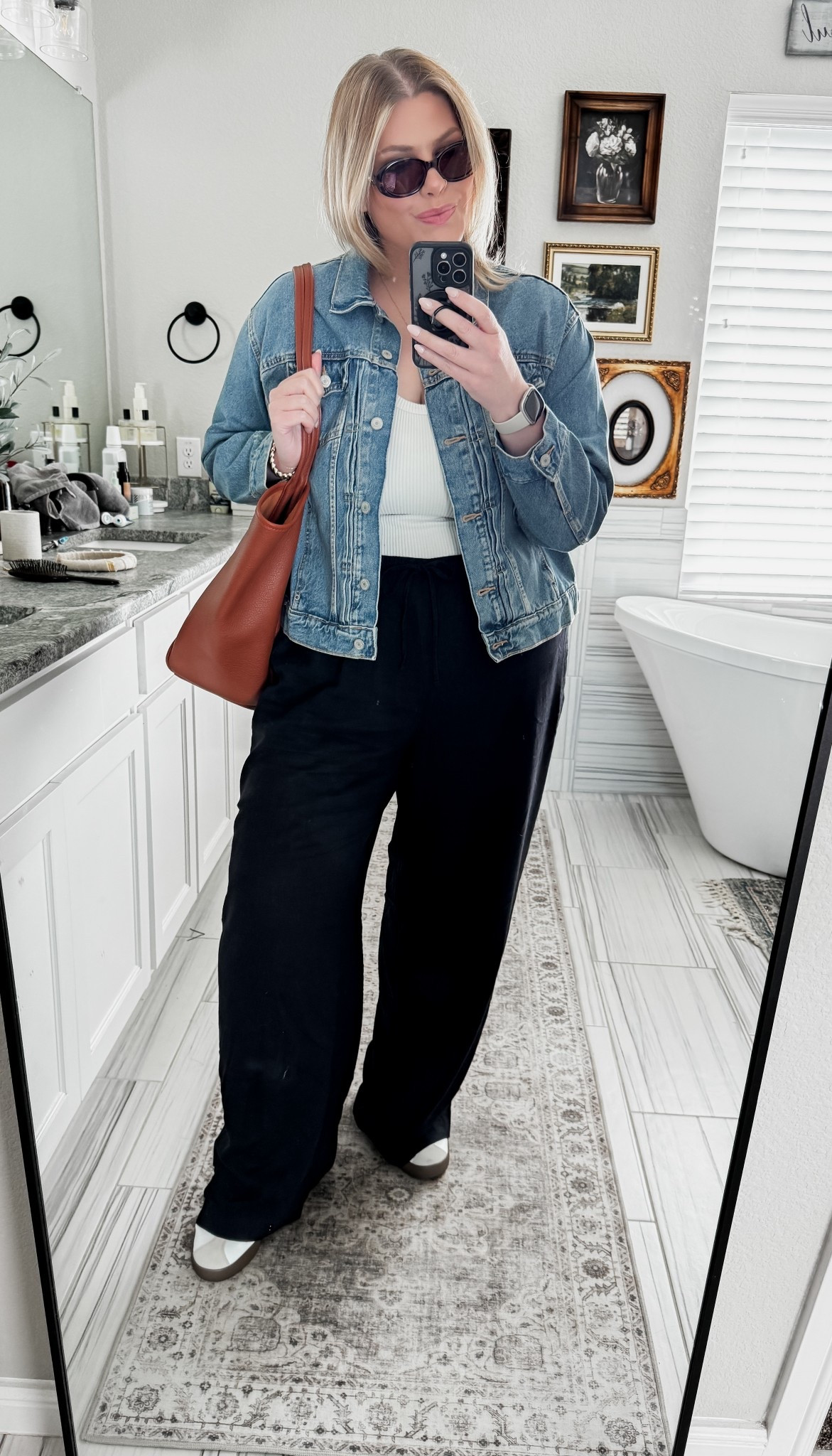 Comfy Mom Outfit that’s not leggings 

L in tank
XL in jacket (linked current version, mine is from last year)
XL tall in linen pants 

#LTKMidsize #LTKPlusSize #LTKStyleTip