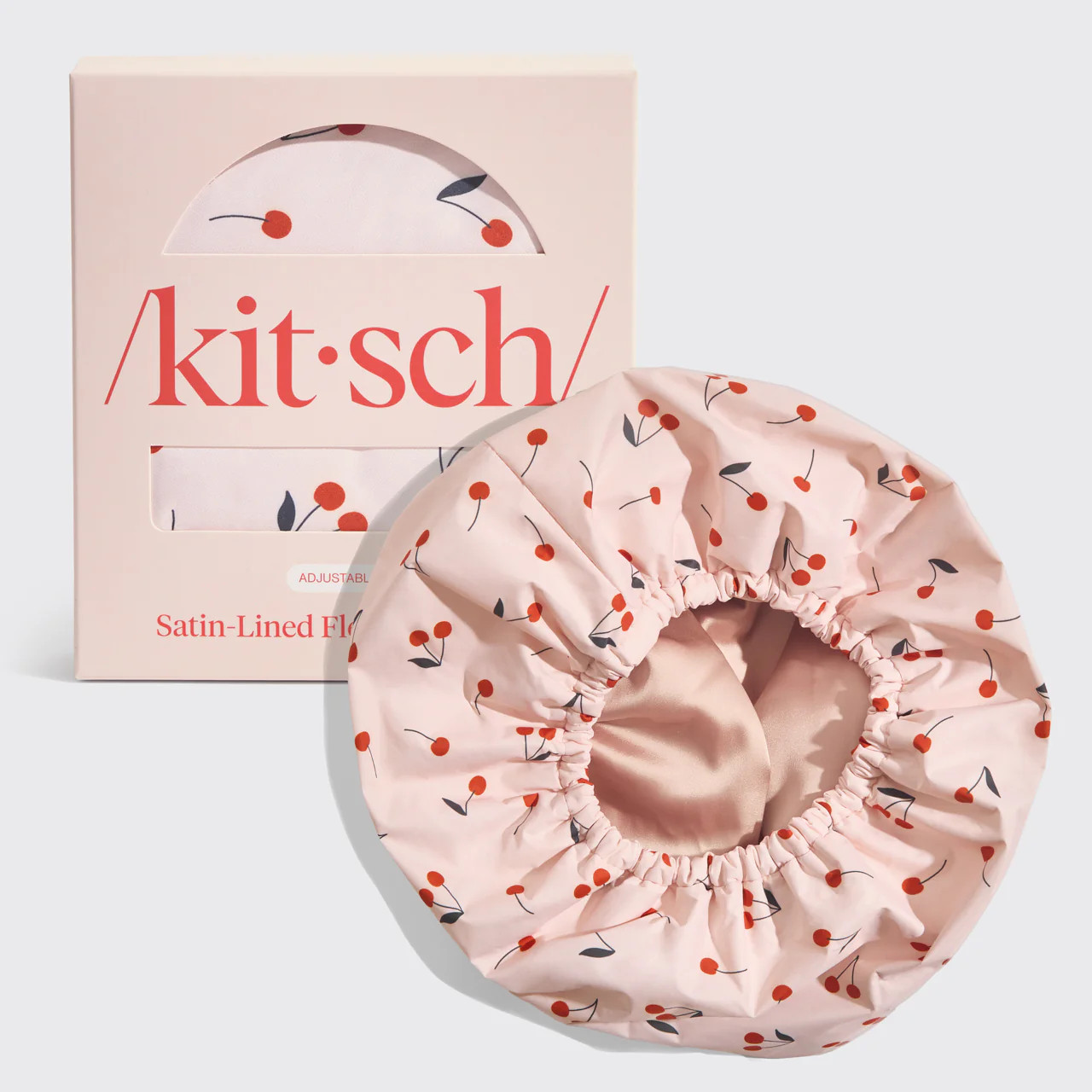 Cherry Print Satin Shower Cap | Kitsch