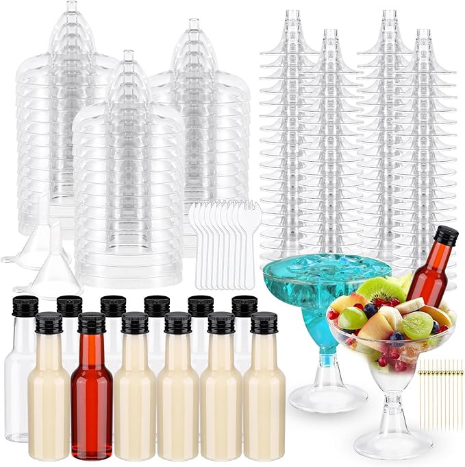 Baderke 20 Sets 5oz Plastic Charcuterie Cups with 1.7oz Mini Salad Dressing Bottles 50 Cocktail P... | Amazon (US)