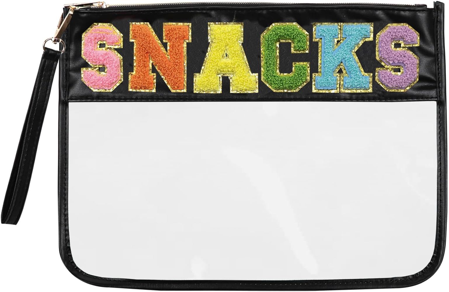 Snack Bags Clear Pouch Travel Makeup Bag Chenille Letter Bags for Zipper Pouch Clear Cosmetic Bag... | Amazon (US)