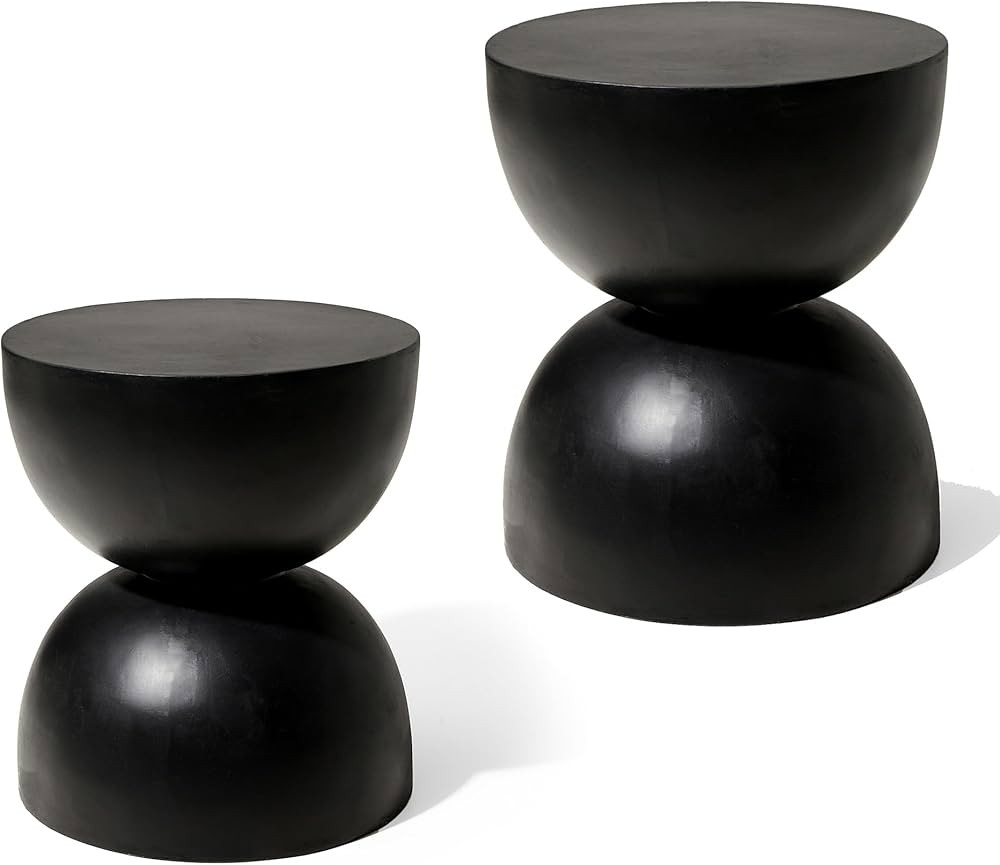 glitzhome Outdoor Side Tables Set of 2, Heavy Duty Patio Sturdy Faux Terrazzo Decorative Garden S... | Amazon (US)
