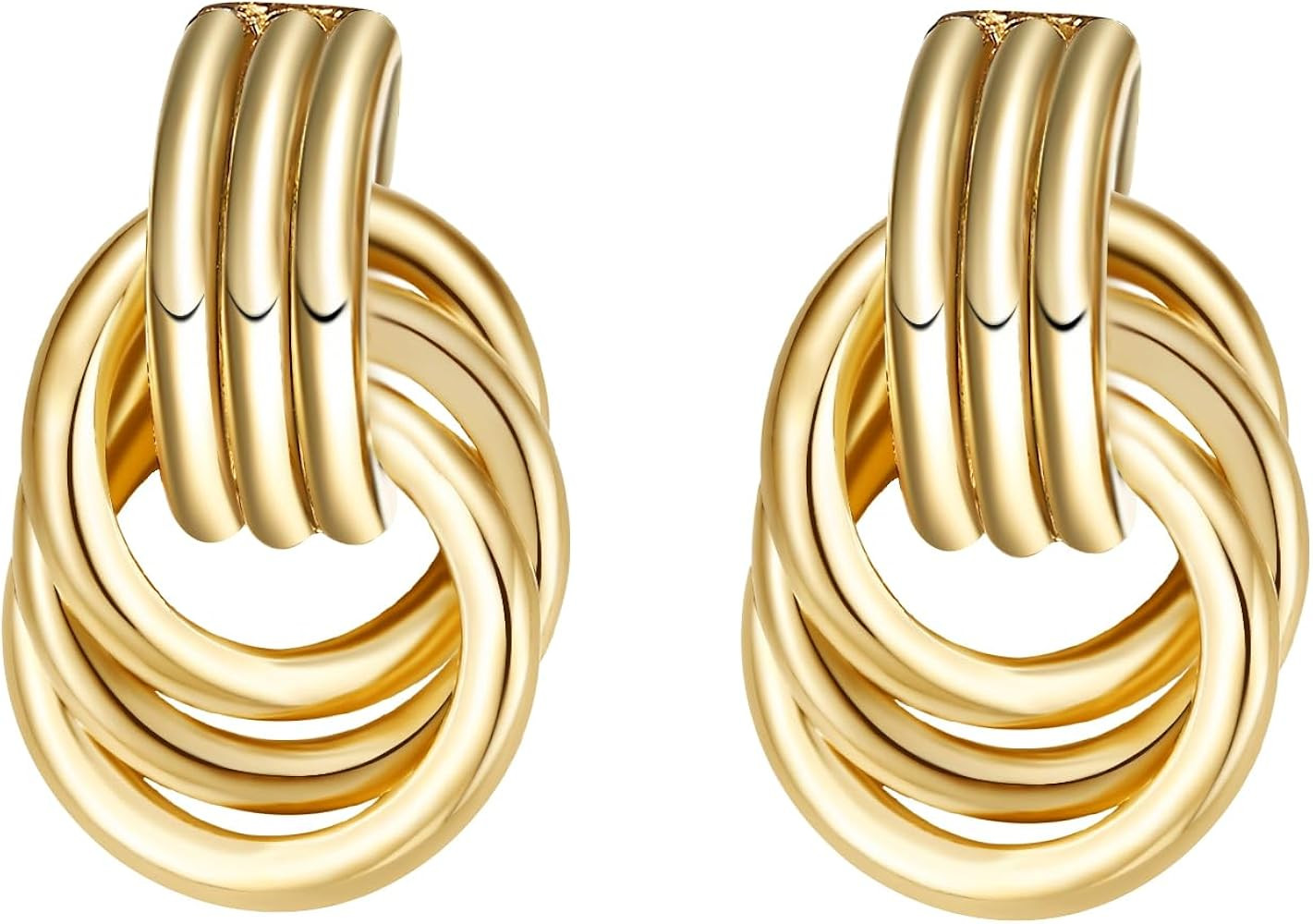 Geometric Rectangle Gold Stud Earrings Irregular Hammered Chunky Statement Square Earrings for Wo... | Amazon (US)