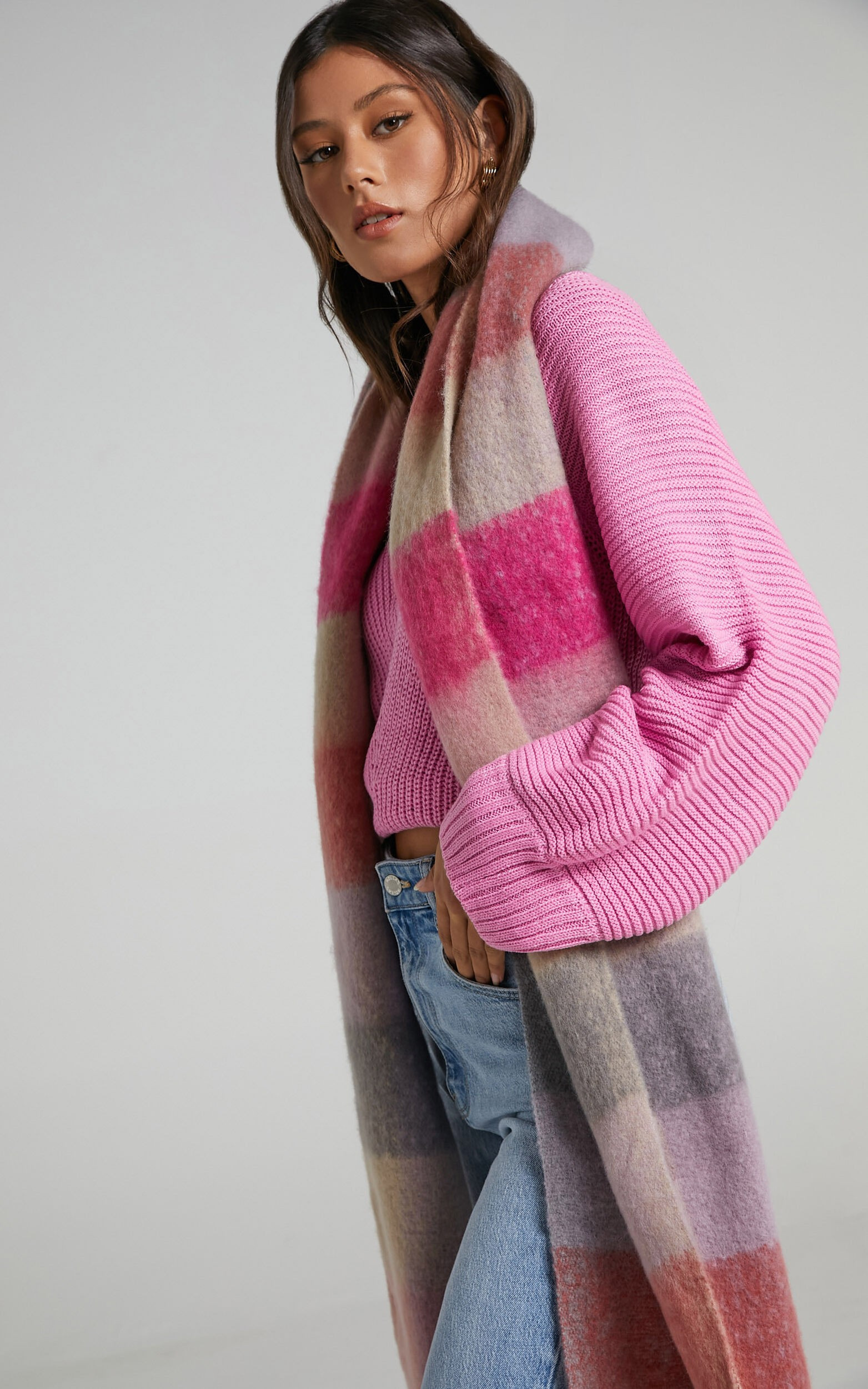 Lindsey Scarf in Muted Multi Check | Showpo - deactived