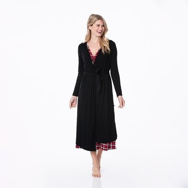 Women's Solid Basic Robe in Midnight | KicKee Pants