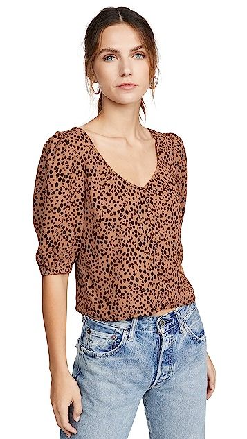 Cheetah Print Puff Sleeve Top | Shopbop