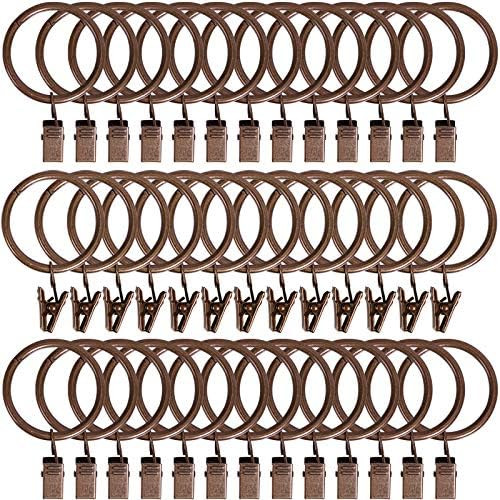 40pcs Rustproof Drapery Matte Stainless Steel Metal Curtain Rings with Clips 1.5 inch Drapery Rings, | Amazon (US)