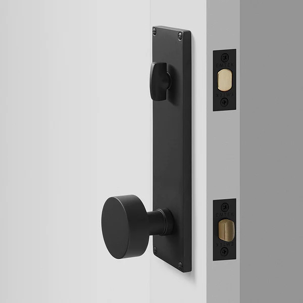 Tate Door Set with Cylinder Knob - Flat Black | Schoolhouse
