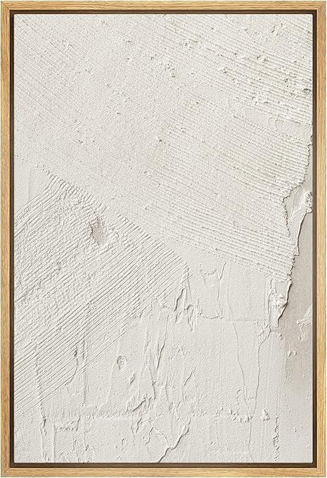 SIGNWIN Framed Canvas Print Wall Art Minimal White Paint Brush Strokes Abstract Shapes Illustrati... | Amazon (US)