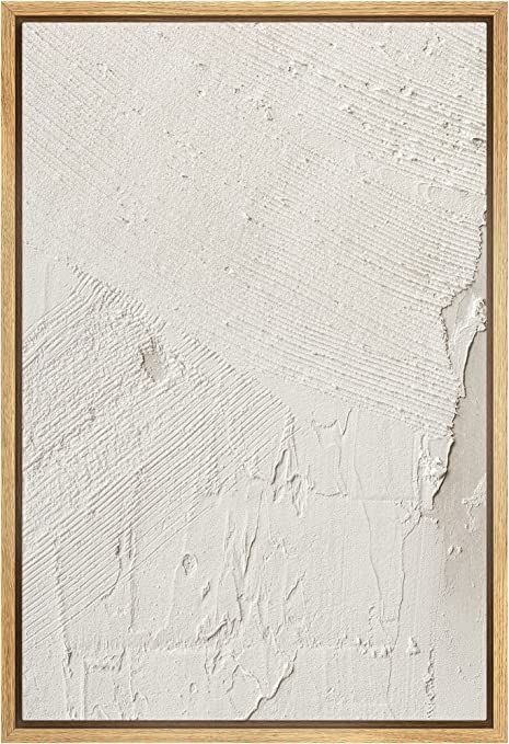 SIGNWIN Framed Canvas Print Wall Art Minimal White Paint Brush Strokes Abstract Shapes Illustrati... | Amazon (US)