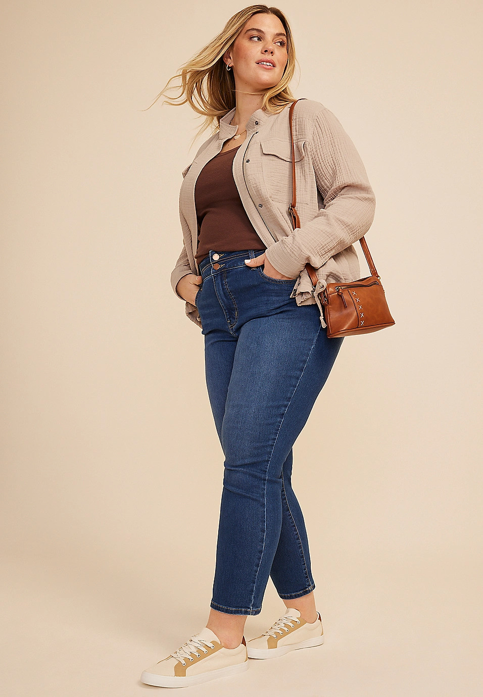 Plus Size Double Cloth Cinched Jacket | Maurices