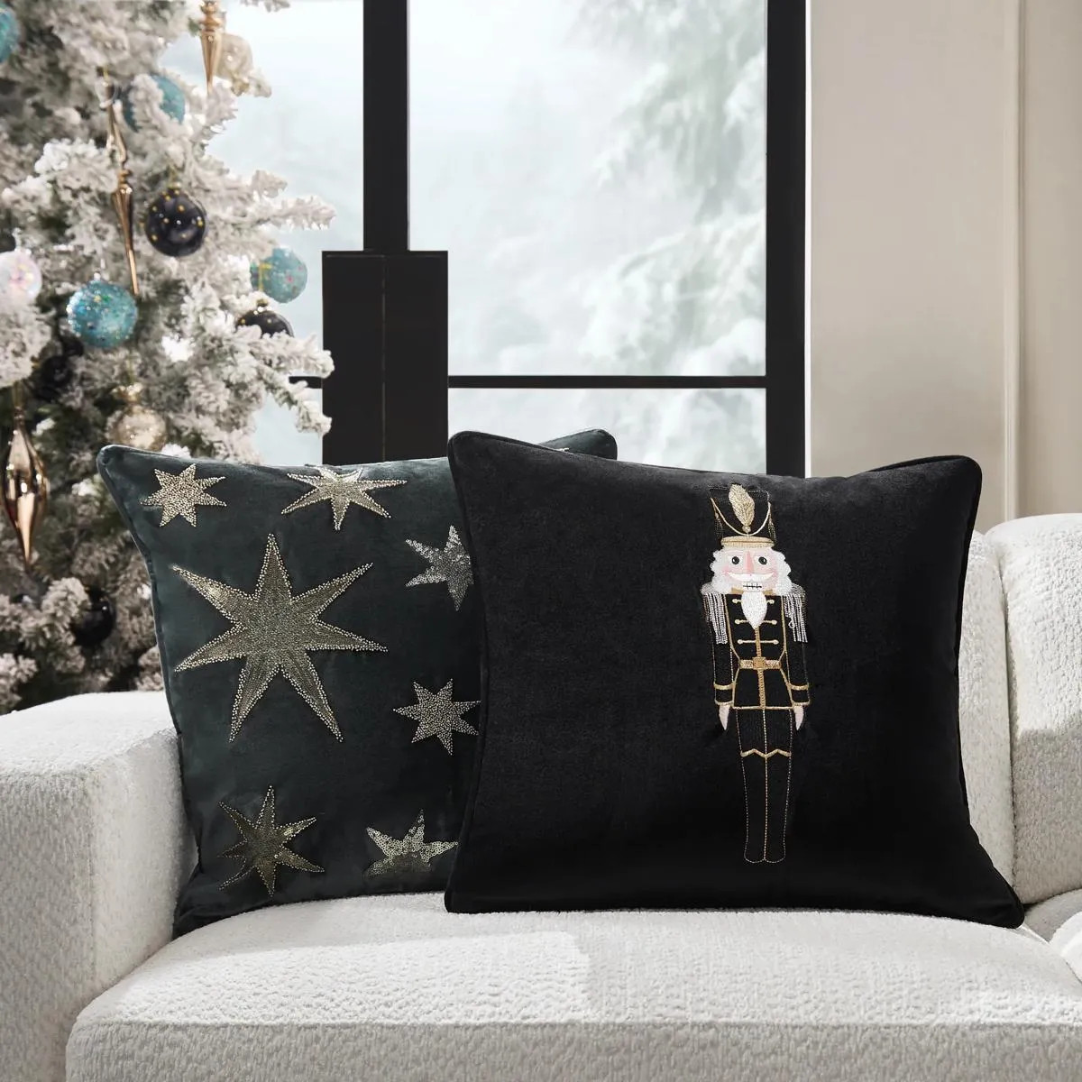 Nutcracker Holiday Pillow 20" - Black | Z Gallerie