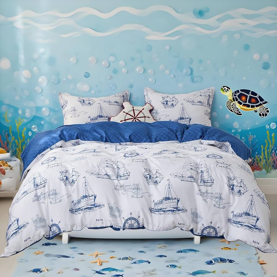 Simple&Opulence 100% Organic Cotton Duvet Cover for Kids Teens,3 Pieces Soft Cartoon Comforter Co... | Amazon (US)