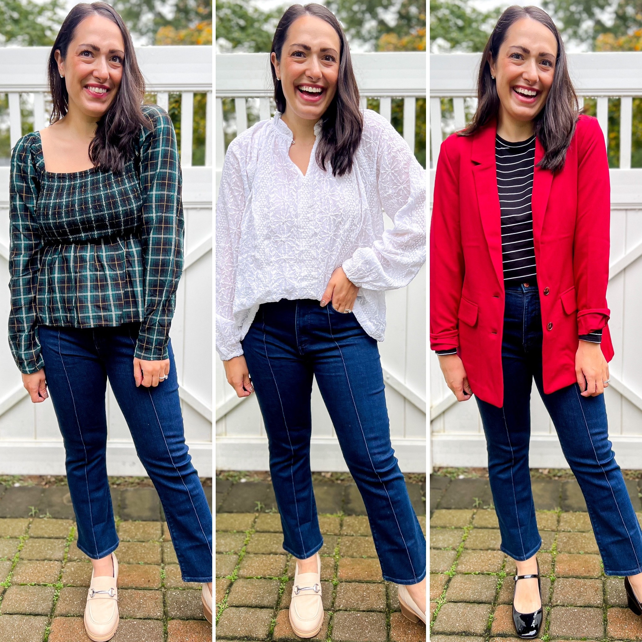 Old navy new arrivals 
Holiday plaid
Peplum top
Workwear 
White blouse 
Red blazer
Outfit ideas 
Wear to work 

#LTKstyletip #LTKworkwear #LTKsalealert