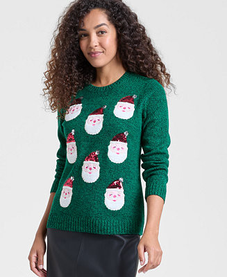 Women's Santa-Embroidered Sweater, Macy's Exclusive | Macy's