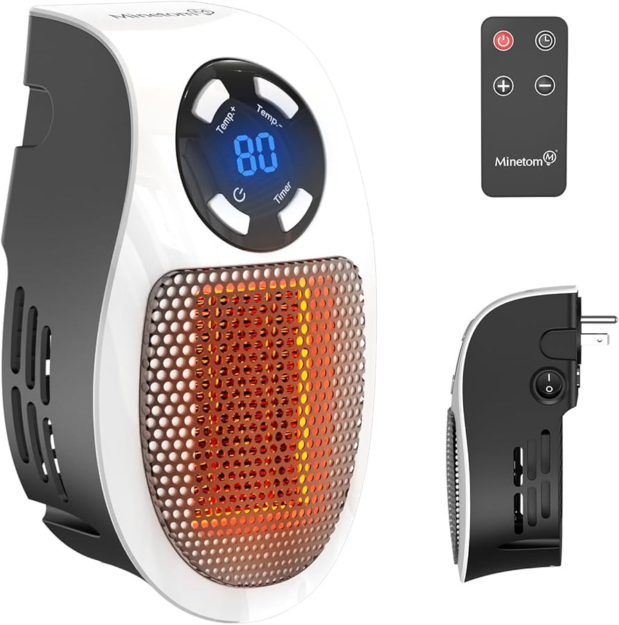 450W Space Heater, Remote Wall Outlet Electric Small Space Heater as Seen on TV with Adjustable T... | Amazon (US)