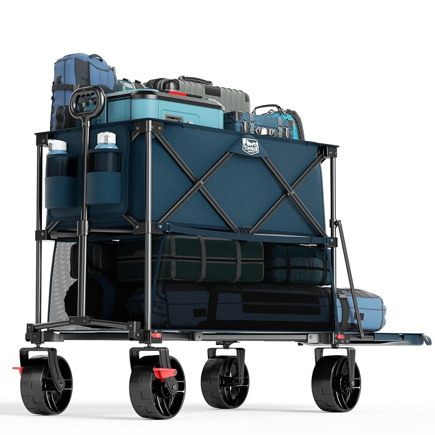 TIMBER RIDGE 400L Large Capacity Folding Double Decker Wagon with Brakes, 54" Extra Long Extender... | Amazon (US)