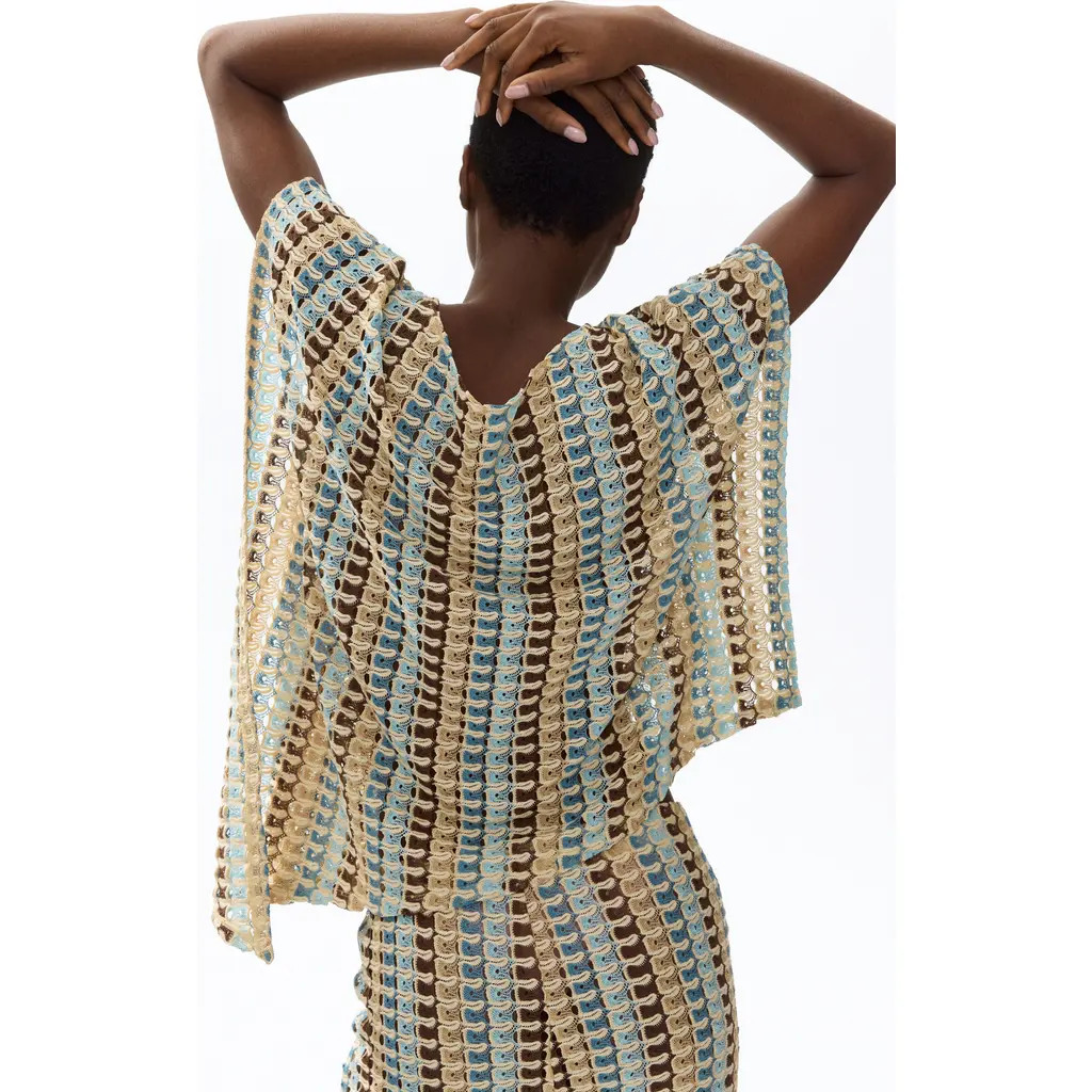 H&M Asymmetric Cape Top in Light Beige/patterned at Nordstrom, Size Medium | Nordstrom