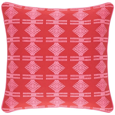 Geo Embroidered Red Decorative Pillow Cover | Annie Selke