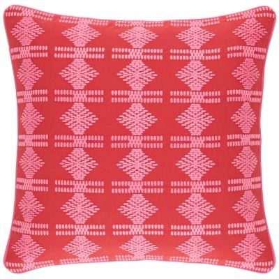 Geo Embroidered Red Decorative Pillow Cover | Annie Selke