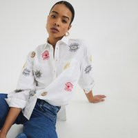 River Island White Long Sleeve Eye Shirt | River Island UK & IE