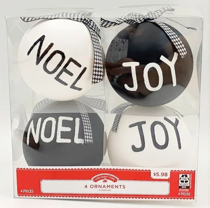Holiday Time 7inch (h) 4pk Blk/wht Ornament | Walmart (US)